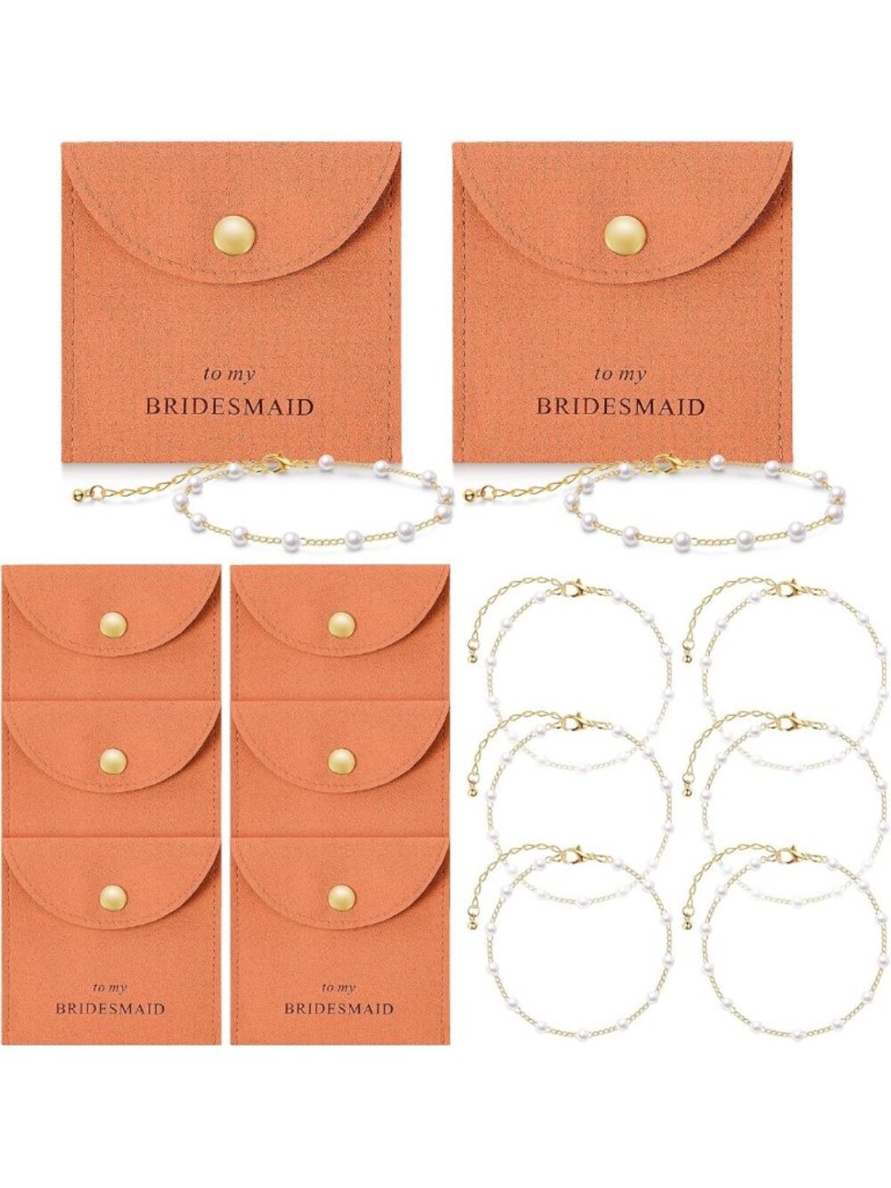 16 Pcs Bridesmaid Bracelet Set with Pouch | Perfect Gift for Weddings & Parties